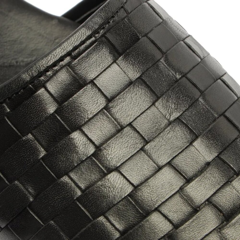 Schutz Ariel Woven Leather Flat Black Sz 7.5B - Picture 6 of 7